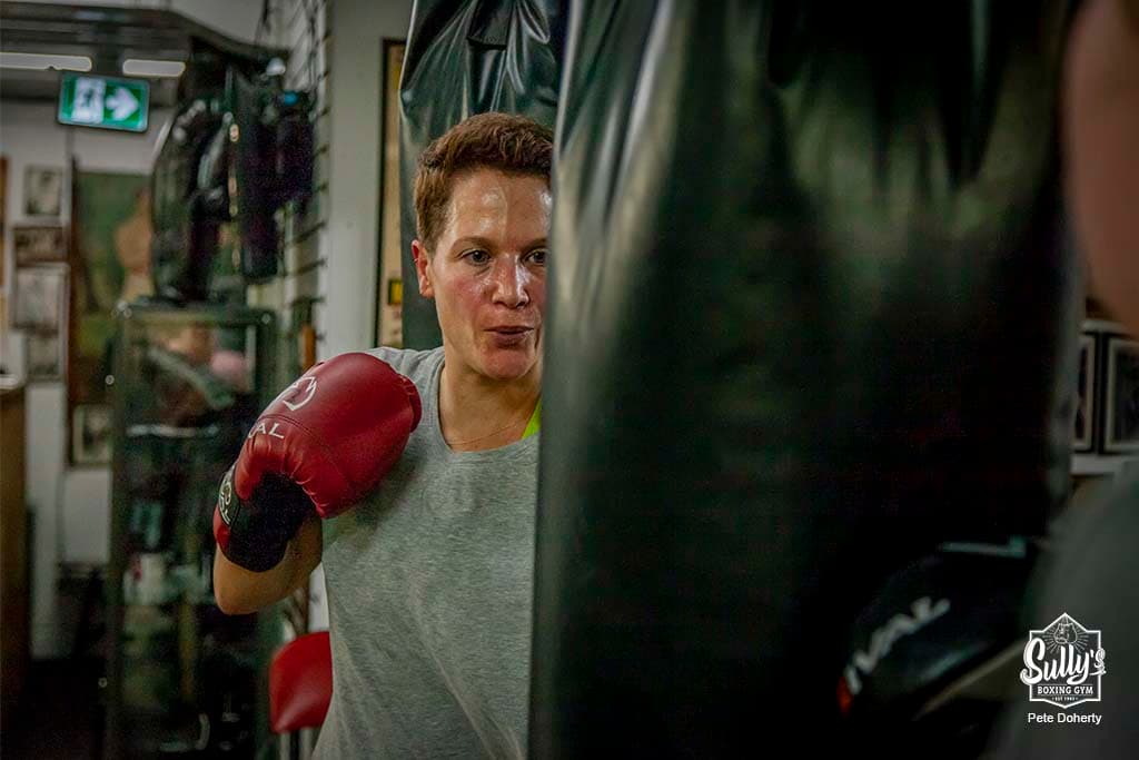 Training on the heavy bag at Sully's Boxing Gym